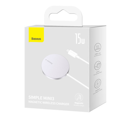 БЗП Baseus Simple Mini3 Magnetic Wireless Charger 15W (CCJJ0400) Silver