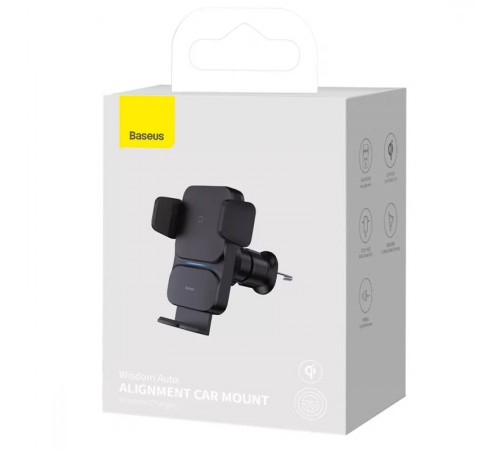 Автотримач з БЗП Baseus Wisdom Auto Alignment (QI 15W) (Air Outlet base) (CGZX000001) Black