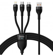 Дата кабель Baseus Flash Series 2 USB to MicroUSB-Lightning-Type-C 100W (1.2m) (CASS03000) Black