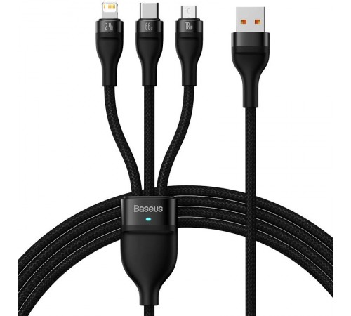 Дата кабель Baseus Flash Series 2 USB to MicroUSB-Lightning-Type-C 100W (1.2m) (CASS03000) Black