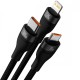 Дата кабель Baseus Flash Series 2 USB to MicroUSB-Lightning-Type-C 100W (1.2m) (CASS03000) Black