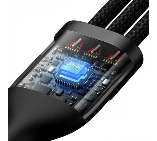 Дата кабель Baseus Flash Series 2 USB to MicroUSB-Lightning-Type-C 100W (1.2m) (CASS03000) Black