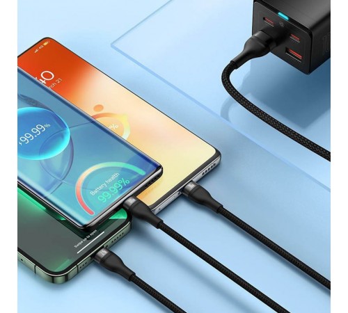 Дата кабель Baseus Flash Series 2 USB to MicroUSB-Lightning-Type-C 100W (1.2m) (CASS03000) Black
