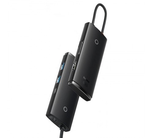 Перехідник HUB Baseus Lite Series 6in1 (Type-C to HDMI + 2xUSB 3.0 + PD+SD/TF) (WKQX05) Black