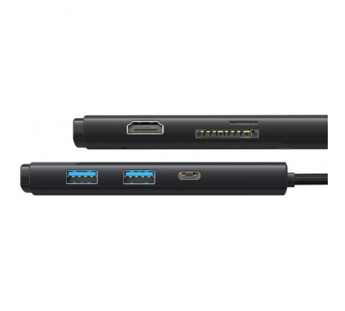 Перехідник HUB Baseus Lite Series 6in1 (Type-C to HDMI + 2xUSB 3.0 + PD+SD/TF) (WKQX05) Black