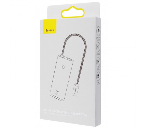 Перехідник HUB Baseus Lite Series 6in1 (Type-C to HDMI + 2xUSB 3.0 + PD+SD/TF) (WKQX05) Black