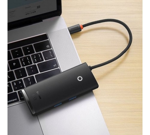 Перехідник HUB Baseus Lite Series 6in1 (Type-C to HDMI + 2xUSB 3.0 + PD+SD/TF) (WKQX05) Black