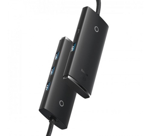Перехідник HUB Baseus Lite Series 4in1 (Type-C to 4xUSB 3.0) 1m (WKQX03) Black Перехідник HUB Baseus Lite Series 4in1 (Type-C to 4xUSB 3.0) 1m (WKQX03) Black