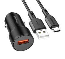 АЗП Borofone BZ19A Wishdom QC3.0 (1USB-A) + кабель USB to Type-C Black