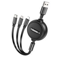 Дата кабель Hoco X75 3in1 Lightning-MicroUSB-Type-C (1m) Black
