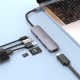 Перехідник Hoco HB28 Multi-function 6in1 (Type-C to HDTV+USB3.0+USB2.0+SD+TF+PD) Metal gray