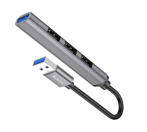 Перехідник Hoco HB26 4in1 (USB to USB3.0+USB2.0*3) Metal gray