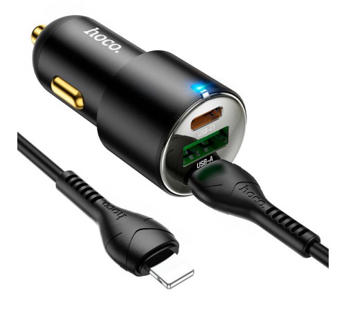 АЗП Hoco NZ6 PD45W (2Type-C/1USB) + Type-C to Lightning Black