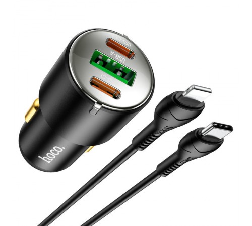 АЗП Hoco NZ6 PD45W (2Type-C/1USB) + Type-C to Lightning Black