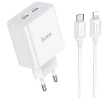 МЗП Hoco C108A PD 35W (2USB-C) + кабель Type-C to Lightning White