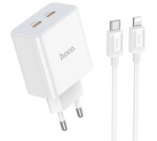 МЗП Hoco C108A PD 35W (2USB-C) + кабель Type-C to Lightning White МЗП Hoco C108A PD 35W (2USB-C) + кабель Type-C to Lightning White