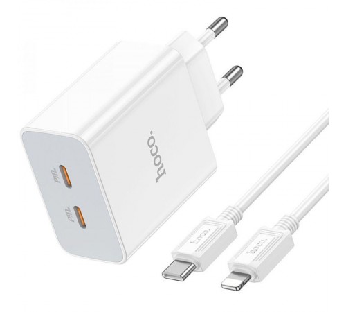 МЗП Hoco C108A PD 35W (2USB-C) + кабель Type-C to Lightning White МЗП Hoco C108A PD 35W (2USB-C) + кабель Type-C to Lightning White
