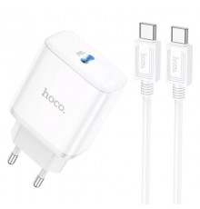 МЗП Hoco C104A PD20W (1USB-C) + кабель Type-C to Type-C White