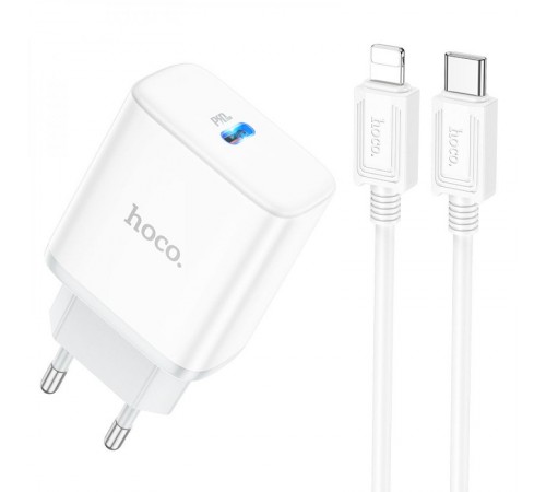 МЗП Hoco C104A PD20W (1USB-C) + кабель Type-C to Lightning White МЗП Hoco C104A PD20W (1USB-C) + кабель Type-C to Lightning White