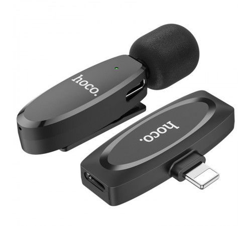 Петличний бездротовий мікрофон Hoco L15 Crystal lightning Black