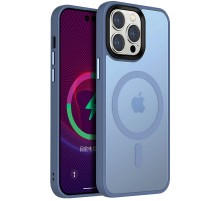 TPU+PC чохол Metal Buttons with MagSafe Colorful для Apple iPhone 14 Pro (6.1") Блакитний