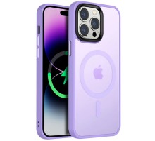 TPU+PC чохол Metal Buttons with MagSafe Colorful для Apple iPhone 14 Pro Max (6.7") Бузковий