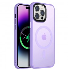 TPU+PC чохол Metal Buttons with MagSafe Colorful для Apple iPhone 13 Pro (6.1") Бузковий