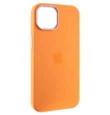 Чохол Silicone Case Metal Buttons (AA) для Apple iPhone 12 Pro / 12 (6.1") Помаранчевий / Marigold