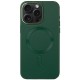 Шкіряний чохол Bonbon Leather Metal Style with MagSafe для Apple iPhone 12 Pro / 12 (6.1") Зелений / Pine green