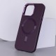 Шкіряний чохол Bonbon Leather Metal Style with MagSafe для Apple iPhone 12 Pro / 12 (6.1") Фіолетовий / Dark Purple