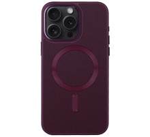 Шкіряний чохол Bonbon Leather Metal Style with MagSafe для Apple iPhone 13 Pro (6.1") Бордовий / Plum