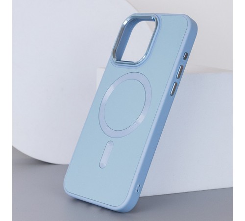 Шкіряний чохол Bonbon Leather Metal Style with MagSafe для Apple iPhone 13 Pro (6.1") Блакитний / Mist blue Шкіряний чохол Bonbon Leather Metal Style with MagSafe для Apple iPhone 13 Pro (6.1") Блакитний / Mist blue