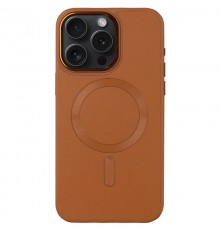 Шкіряний чохол Bonbon Leather Metal Style with MagSafe для Apple iPhone 13 Pro (6.1") Коричневий / Brown