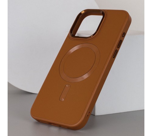 Шкіряний чохол Bonbon Leather Metal Style with MagSafe для Apple iPhone 13 Pro (6.1") Коричневий / Brown Шкіряний чохол Bonbon Leather Metal Style with MagSafe для Apple iPhone 13 Pro (6.1") Коричневий / Brown