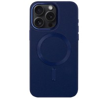 Шкіряний чохол Bonbon Leather Metal Style with MagSafe для Apple iPhone 13 Pro (6.1") Синій / Navy blue