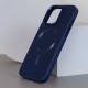 Шкіряний чохол Bonbon Leather Metal Style with MagSafe для Apple iPhone 13 Pro (6.1") Синій / Navy blue