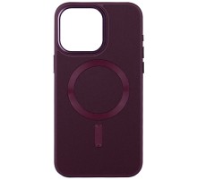 Шкіряний чохол Bonbon Leather Metal Style with MagSafe для Apple iPhone 14 (6.1") Бордовий / Plum