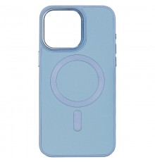Шкіряний чохол Bonbon Leather Metal Style with MagSafe для Apple iPhone 14 (6.1") Блакитний / Mist blue