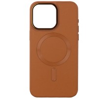 Шкіряний чохол Bonbon Leather Metal Style with MagSafe для Apple iPhone 14 (6.1") Коричневий / Brown