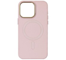 Шкіряний чохол Bonbon Leather Metal Style with MagSafe для Apple iPhone 14 (6.1") Рожевий / Light pink