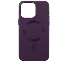 Шкіряний чохол Bonbon Leather Metal Style with MagSafe для Apple iPhone 14 (6.1") Фіолетовий / Dark Purple