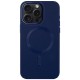 Шкіряний чохол Bonbon Leather Metal Style with MagSafe для Apple iPhone 14 Pro (6.1") Синій / Navy blue