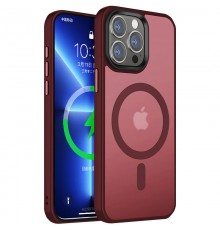TPU+PC чохол Metal Buttons with MagSafe Colorful для Apple iPhone 15 Pro (6.1") Бордовий
