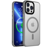 TPU+PC чохол Metal Buttons with MagSafe Colorful для Apple iPhone 15 Pro (6.1") Сірий