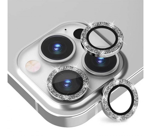 Захисне скло Metal Sparkles на камеру (у упак.) для Apple iPhone 15 Pro (6.1") /15 Pro Max (6.7") Срібний / Silver Захисне скло Metal Sparkles на камеру (у упак.) для Apple iPhone 15 Pro (6.1") /15 Pro Max (6.7") Срібний / Silver