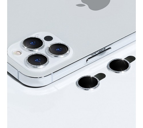 Захисне скло Metal Sparkles на камеру (у упак.) для Apple iPhone 15 Pro (6.1") /15 Pro Max (6.7") Срібний / Silver Захисне скло Metal Sparkles на камеру (у упак.) для Apple iPhone 15 Pro (6.1") /15 Pro Max (6.7") Срібний / Silver
