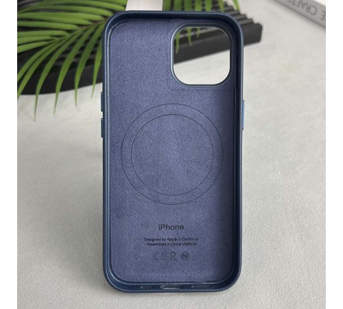 Шкіряний чохол Leather Case (AAA) with MagSafe and Animation для Apple iPhone 15 (6.1") Blue Шкіряний чохол Leather Case (AAA) with MagSafe and Animation для Apple iPhone 15 (6.1") Blue