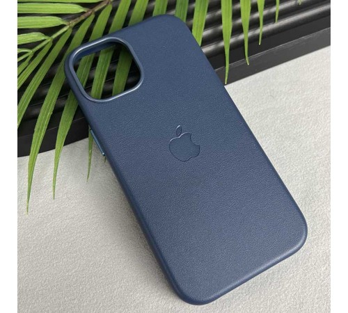 Шкіряний чохол Leather Case (AAA) with MagSafe and Animation для Apple iPhone 15 (6.1") Blue Шкіряний чохол Leather Case (AAA) with MagSafe and Animation для Apple iPhone 15 (6.1") Blue