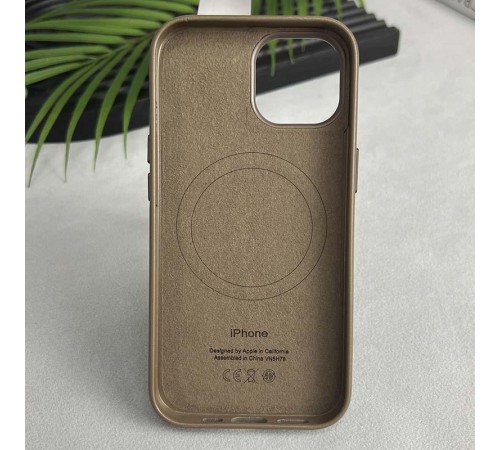Шкіряний чохол Leather Case (AAA) with MagSafe and Animation для Apple iPhone 15 (6.1") Taupe