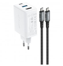 МЗП Acefast A17 PD65W GaN (1USB-A/1C/1HDMI) + кабель Type-C to Type-C White